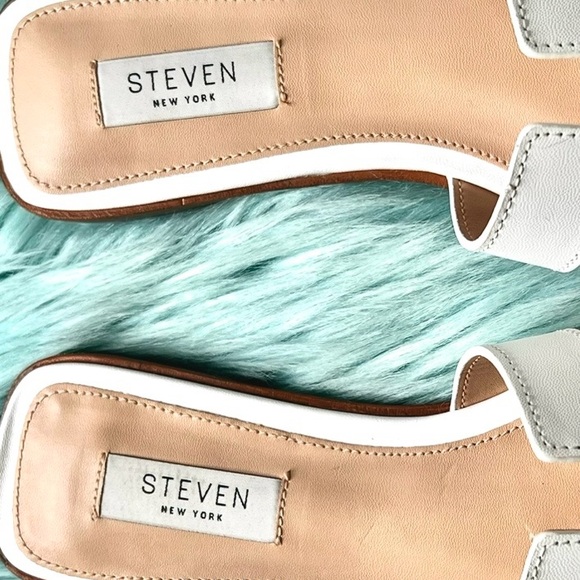 STEVEN NEW YORK LEATHER White Slip On Sandals Women’s 7 - Picture 7 of 11